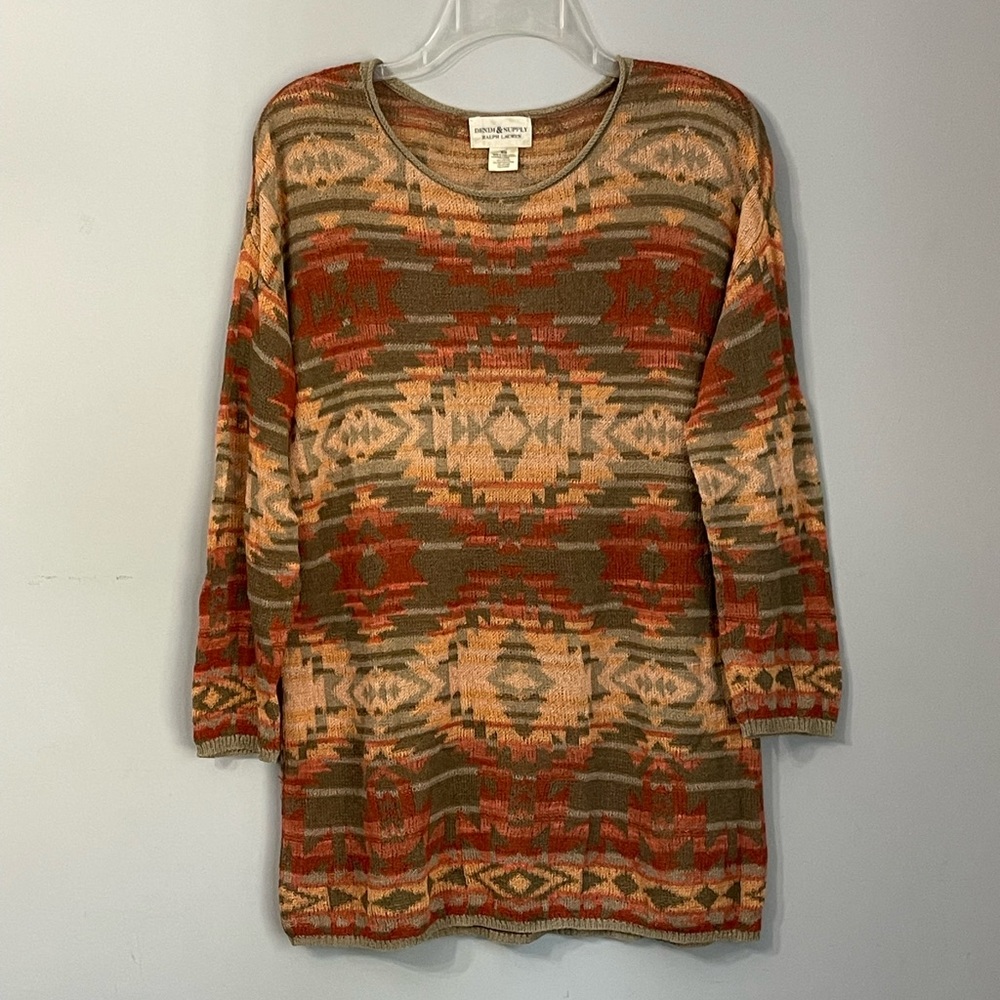 Denim & Supply Ralph Lauren Aztec pattern design crew neck knit sweater; Medium